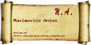 Maximovics Antos névjegykártya